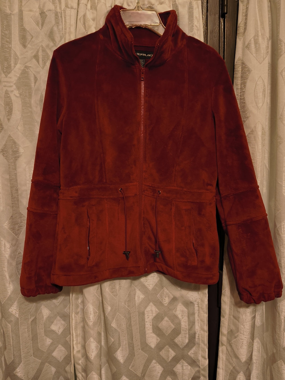Kristen Blake Deep Red Velvet Zip Front Jacket